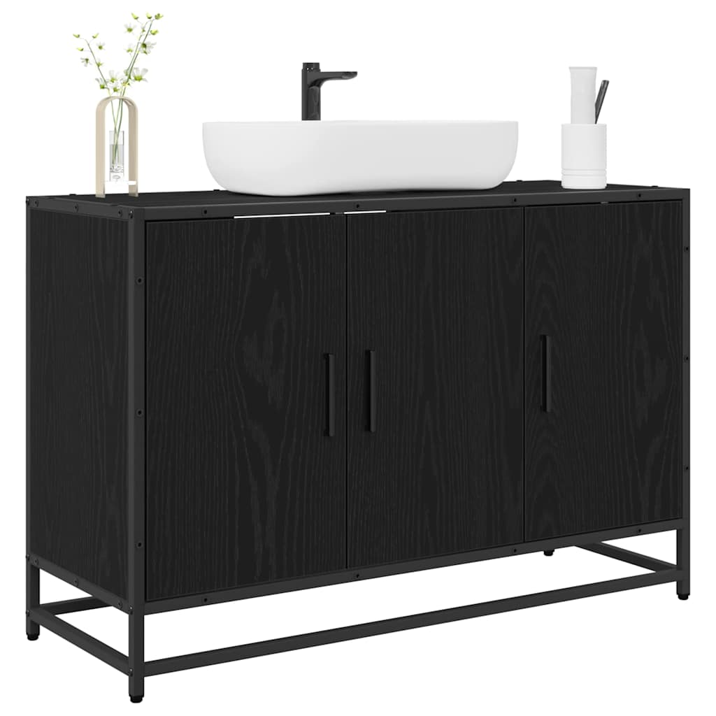 Bathroom Sink Cabinet Black Oak 90 X 33 X 60 Cm Engineered Wood