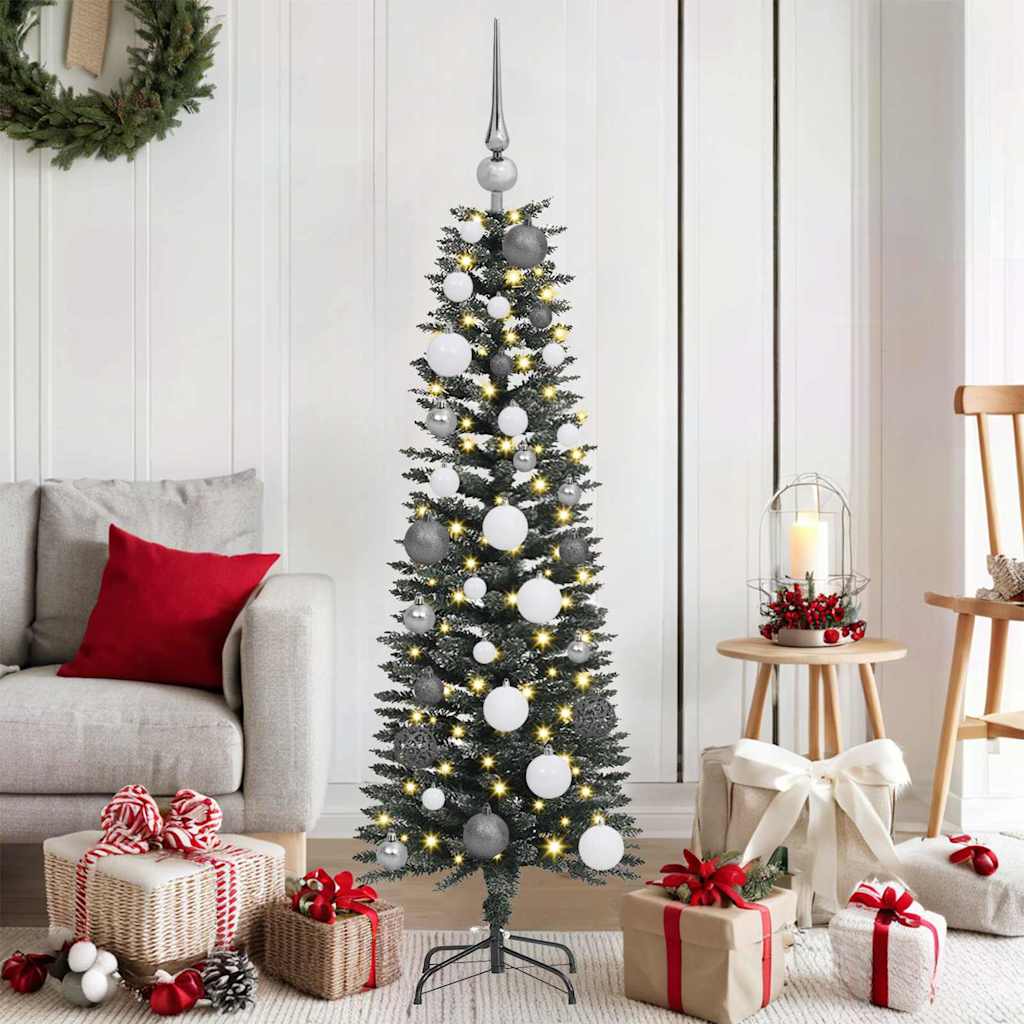 Artificial Slim Christmas Tree With Stand Green Pvc