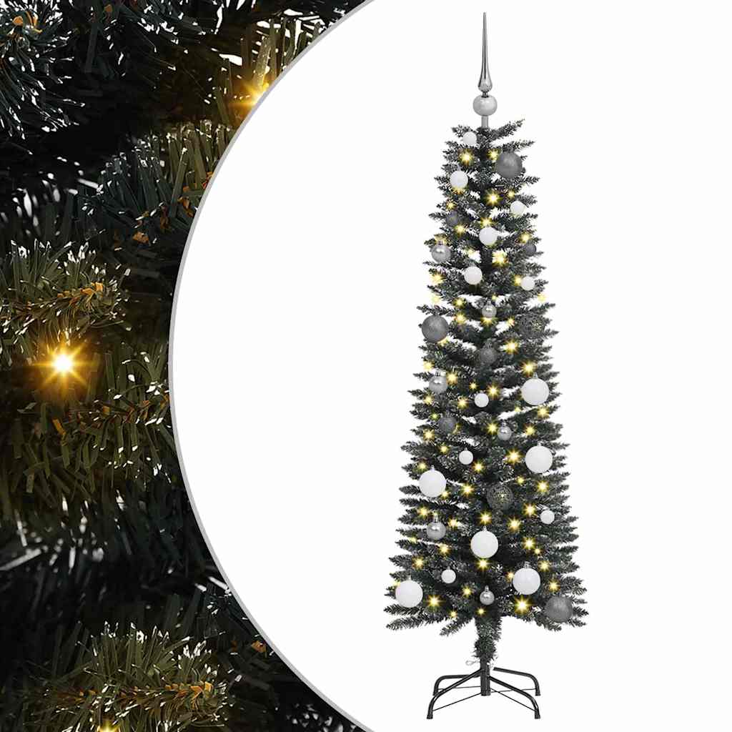 Artificial Slim Christmas Tree With Stand Green Pvc