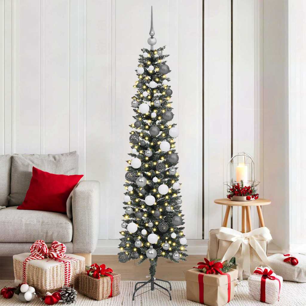 Artificial Slim Christmas Tree With Stand Green Pvc