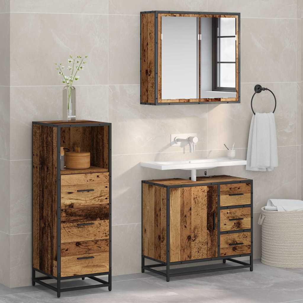 3 Piece Bathroom Furniture Set Engineered Wood