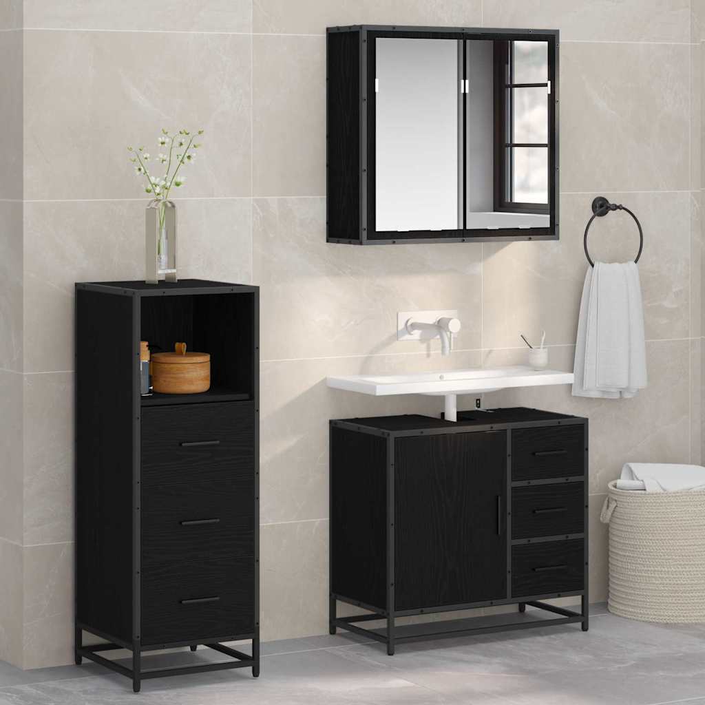 3 Piece Bathroom Furniture Set Engineered Wood