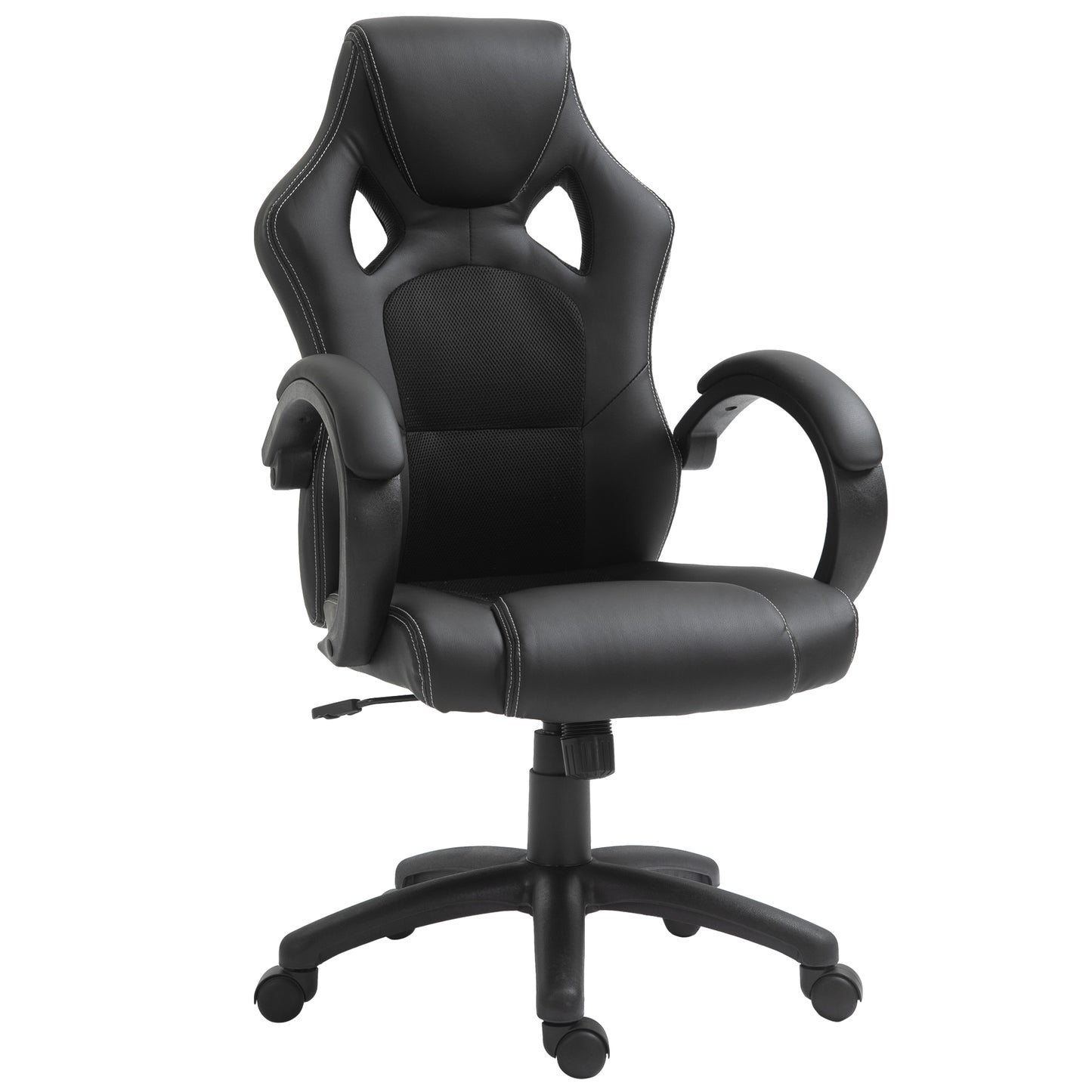 Vinsetto High-Back Gaming Chair with 360-degree Swivel & Wheels, Faux Leather Computer Racing Gamer Desk Chair for Home Office, Black