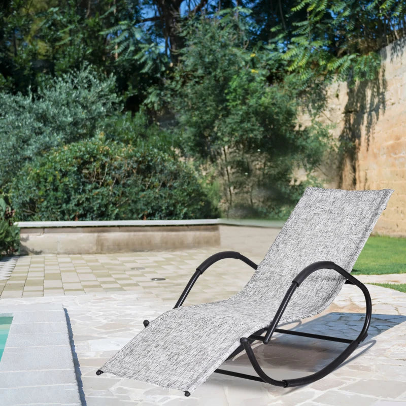 Outsunny Steel Frame Zero Gravity Rocking Lounge Chair w/ Pillow Grey