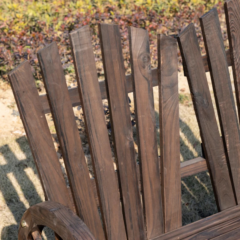 Outsunny Fir Logs Love Seats with Wheel-Shaped Armrests, Large Load-Bearing Chair, Natural Wood Grain