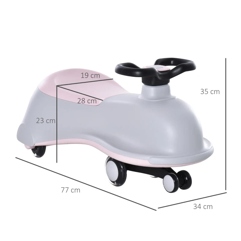 HOMCOM Toddlers Ride on Car Wiggle Car LED Flashing Wheels Dolphin Swing Car