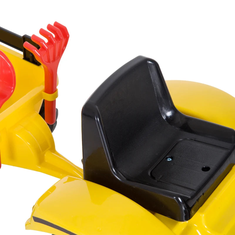HOMCOM Pedal Go Kart, Kids Ride on Tractor, Child Four Wheels Toy with Shovel and Rake