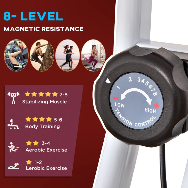HOMCOM Steel Manual Resistance Exercise Bike w/ LCD Monitor Red