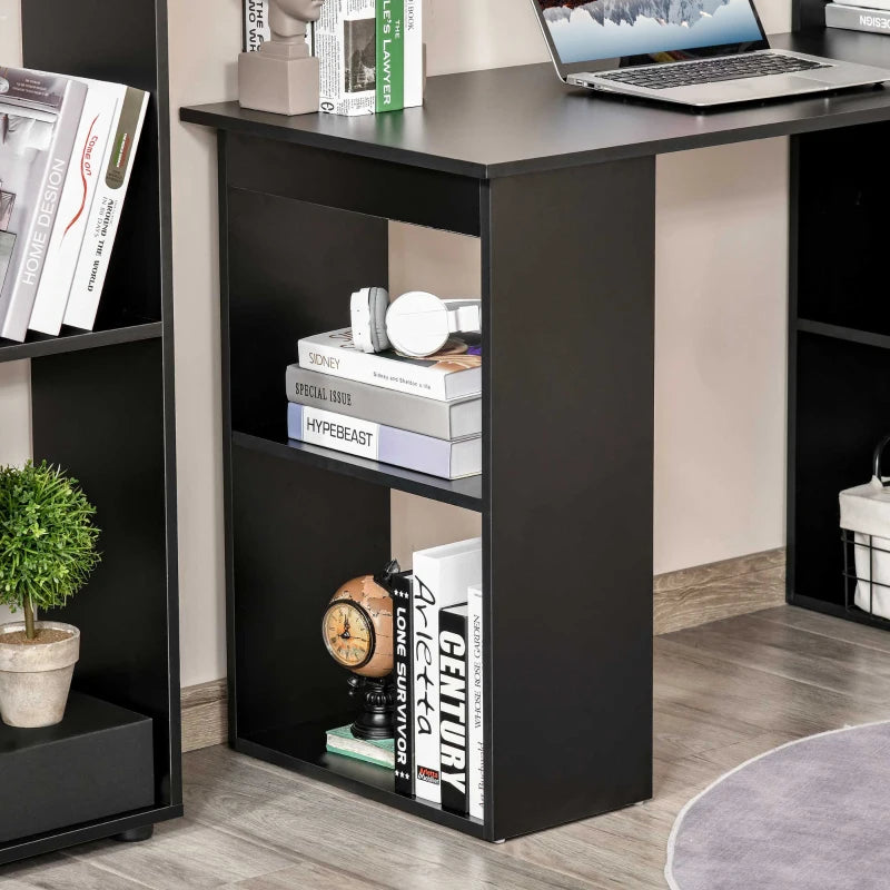 HOMCOM 120cm Modern Computer Desk Bookshelf Writing Table Workstation 6 Shelves - Black