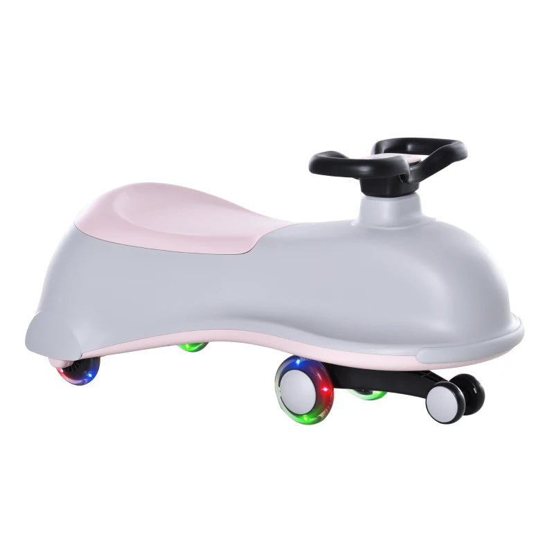 HOMCOM Toddlers Ride on Car Wiggle Car LED Flashing Wheels Dolphin Swing Car