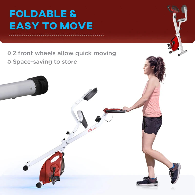 HOMCOM Steel Manual Resistance Exercise Bike w/ LCD Monitor Red