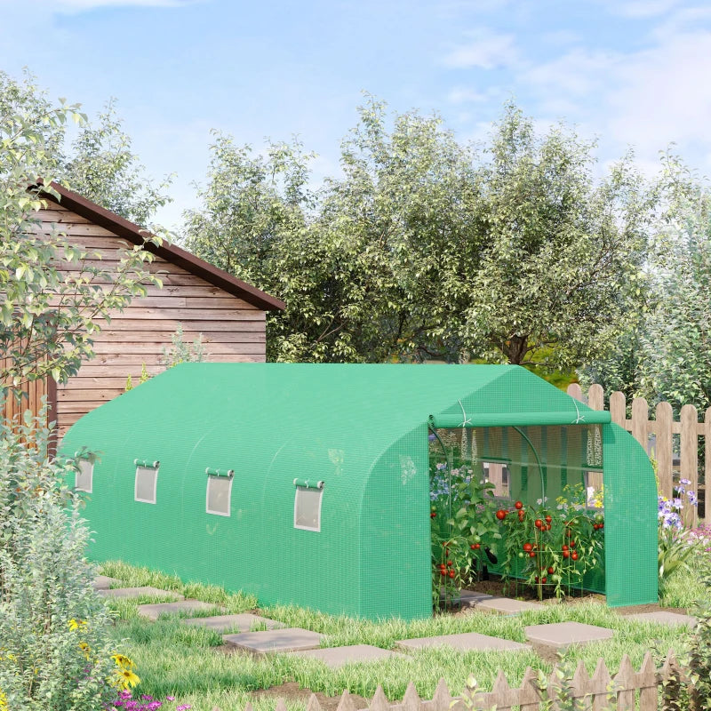 Outsunny Walk in Polytunnel Greenhouse with Windows and Door for Garden, Backyard (6 x 3M)