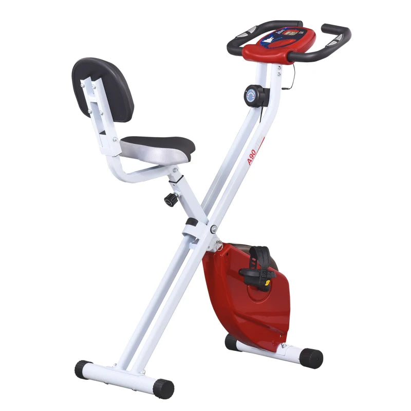 HOMCOM Steel Manual Resistance Exercise Bike w/ LCD Monitor Red