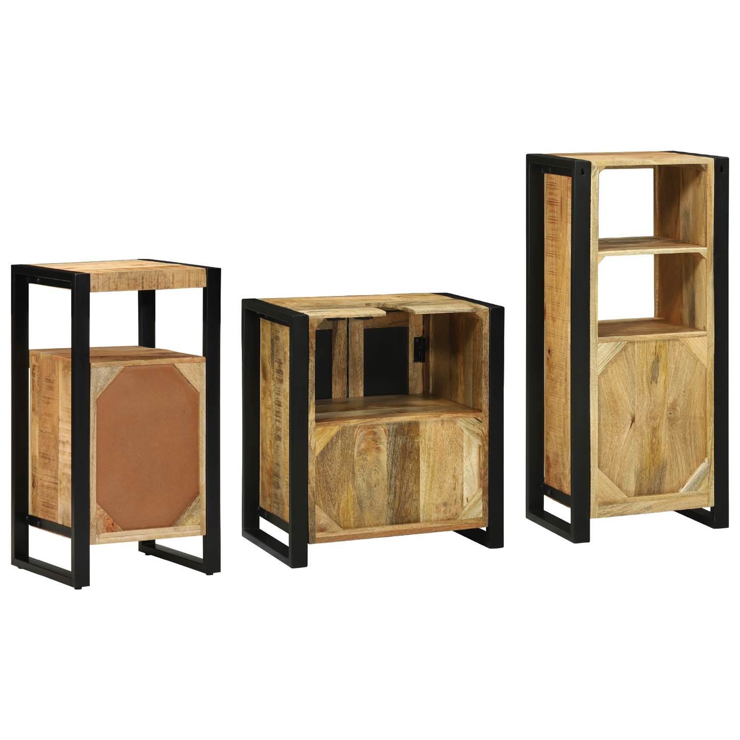 Bathroom Furniture Set With Shelf 3 Pcs Brown