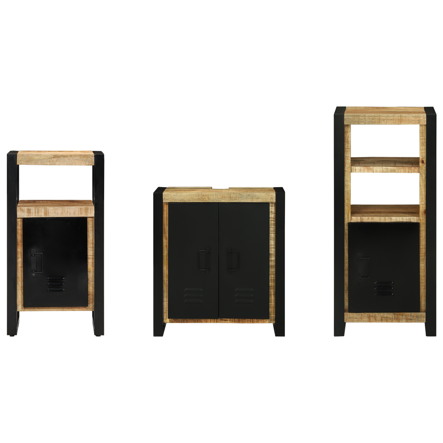 Bathroom Furniture Set With Shelf 3 Pcs Brown