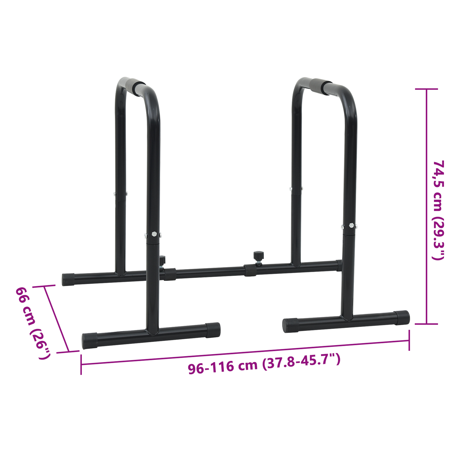 Dip Bar With Adjustable Length, 120 Kg Capacity, 96-117X67X75 Cm Steel