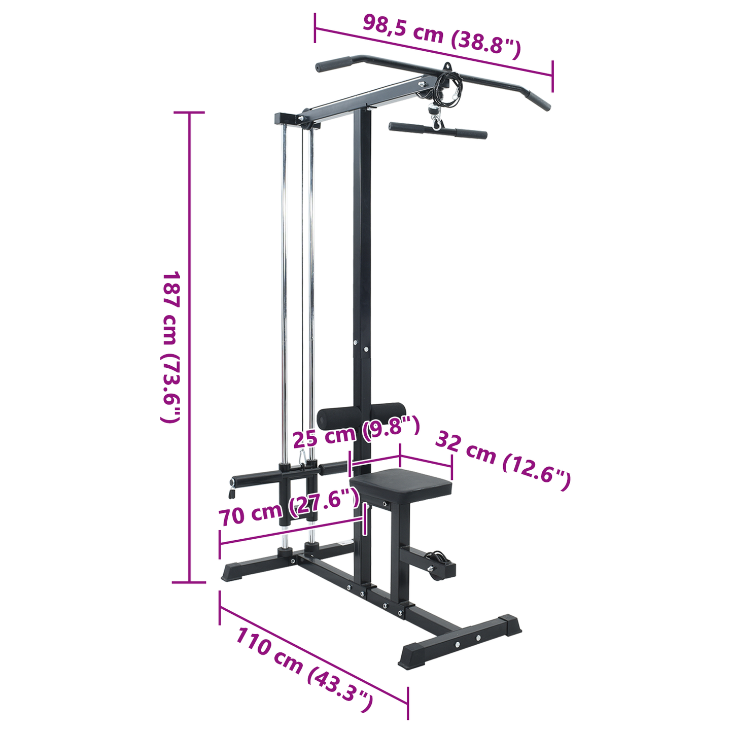 Lat Pulldown Machine With Adjustable Seat 80 Kg Loadable Steel