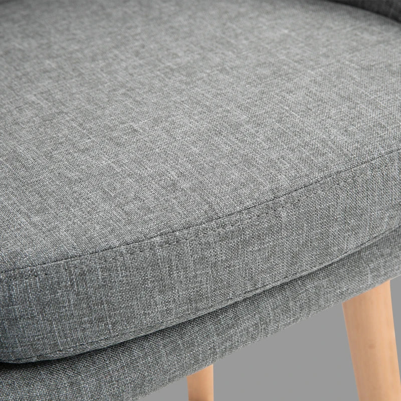 HOMCOM Linen Upholstered Set Of 2 Home Bar Stools Grey