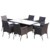 Outsunny 7 Pcs Rattan Dining Set-Brown