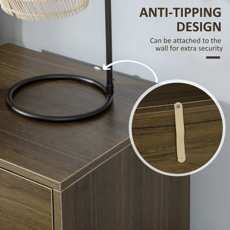 HOMCOM Bedside Table, Modern Nightstand with 2 Drawers, End Side Table for Bedroom and Living Room, Brown