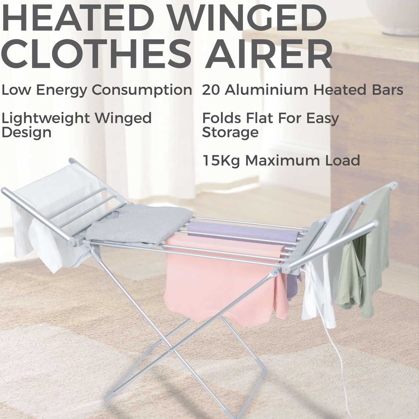 Electric Clothes Airer with Extension Wings