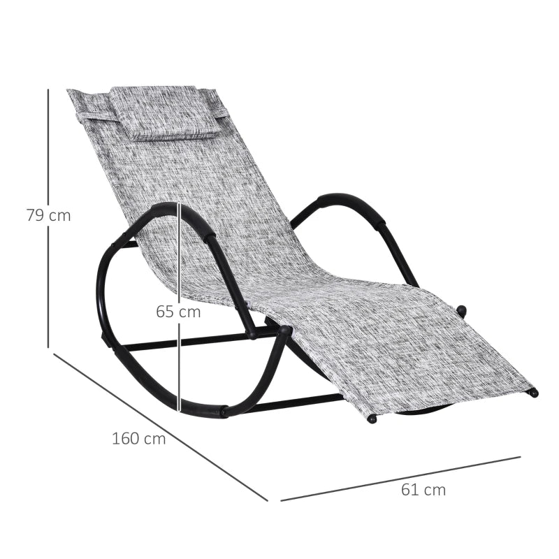 Outsunny Steel Frame Zero Gravity Rocking Lounge Chair w/ Pillow Grey