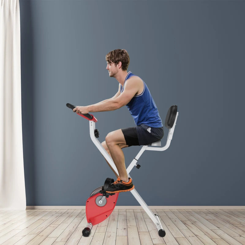 HOMCOM Steel Manual Resistance Exercise Bike w/ LCD Monitor Red