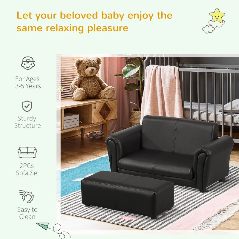 2 Seater Children Sofa, Black