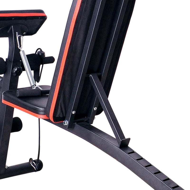 HOMCOM Foldable Exercise Bench 6 Levels Adjustment - Black/Red