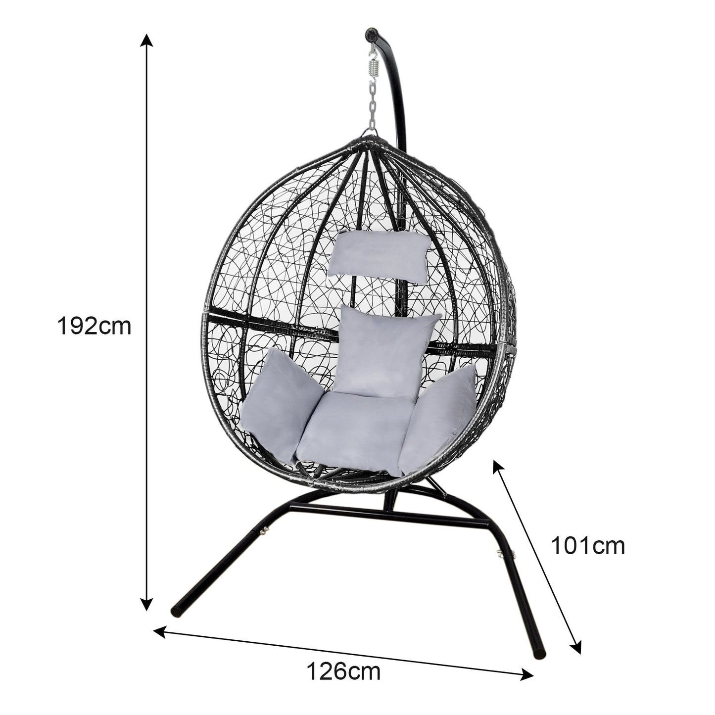 Hanging Rattan Egg Chair - Black