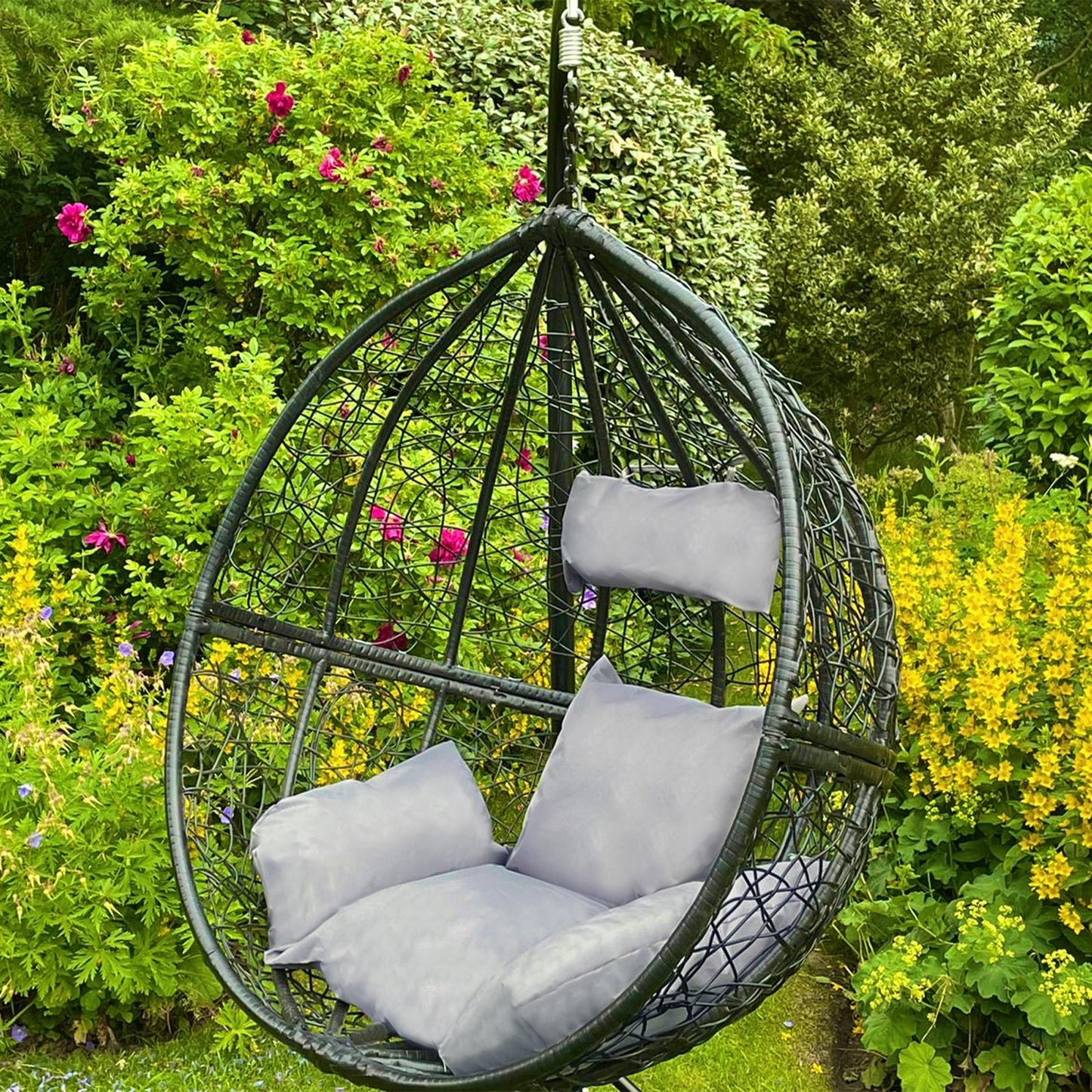 Hanging Rattan Egg Chair - Black