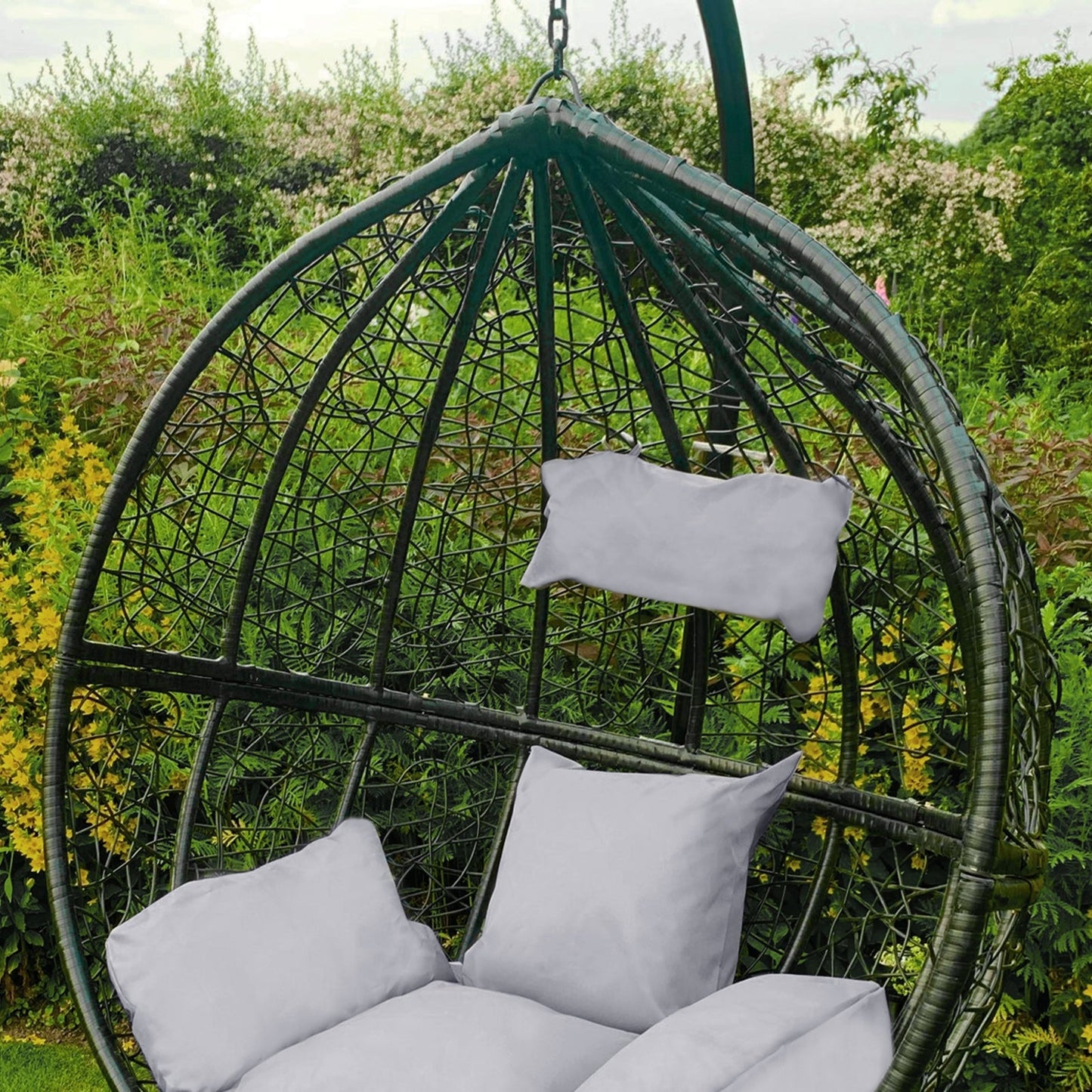 Hanging Rattan Egg Chair - Black