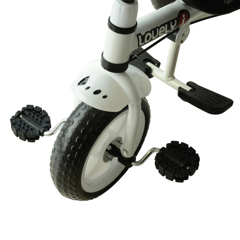 HOMCOM 4 in 1 Tricycle for Kids Toddler Trike with Parent Handle Adjustable Handle Canopy