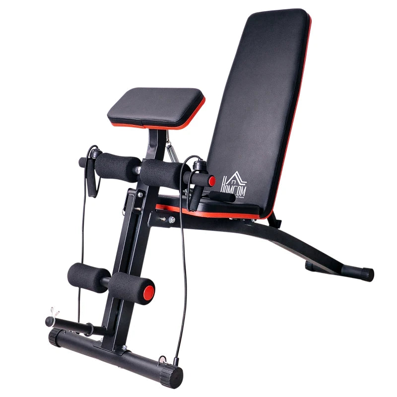 HOMCOM Foldable Exercise Bench 6 Levels Adjustment - Black/Red