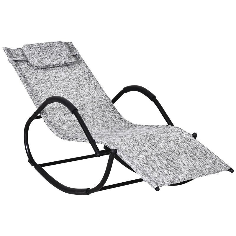 Outsunny Steel Frame Zero Gravity Rocking Lounge Chair w/ Pillow Grey