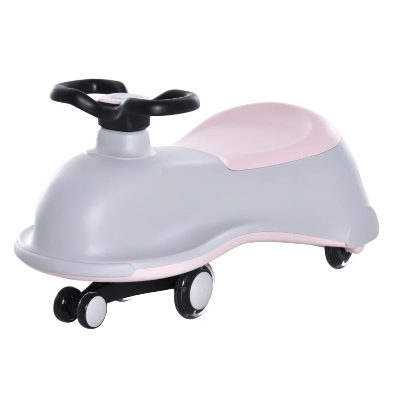 HOMCOM Toddlers Ride on Car Wiggle Car LED Flashing Wheels Dolphin Swing Car