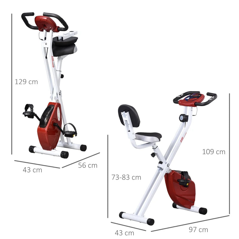 HOMCOM Steel Manual Resistance Exercise Bike w/ LCD Monitor Red