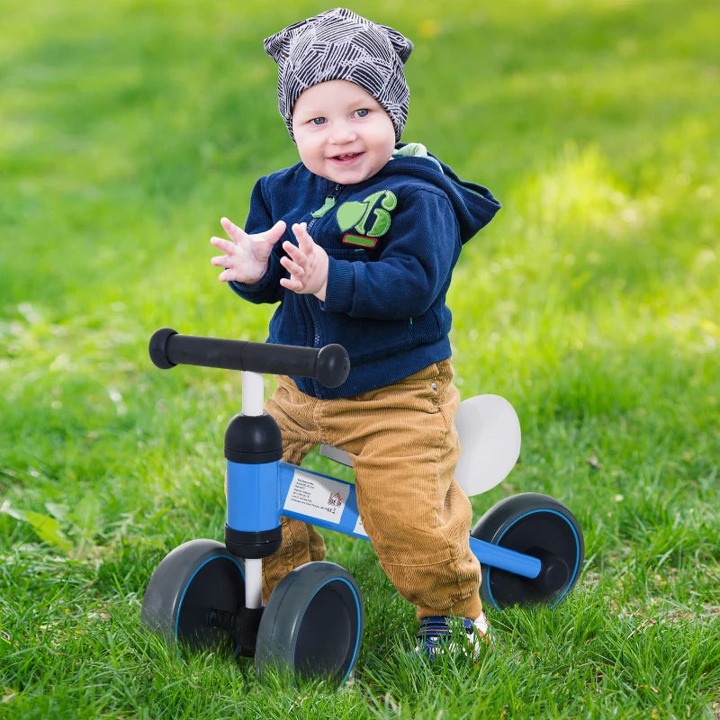 HOMCOM Baby Toddler Balance Bike Ride On Walker 3 Wheel Push Bike Kids First Bike for 1-2 Years Blue