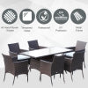 Outsunny 7 Pcs Rattan Dining Set-Brown