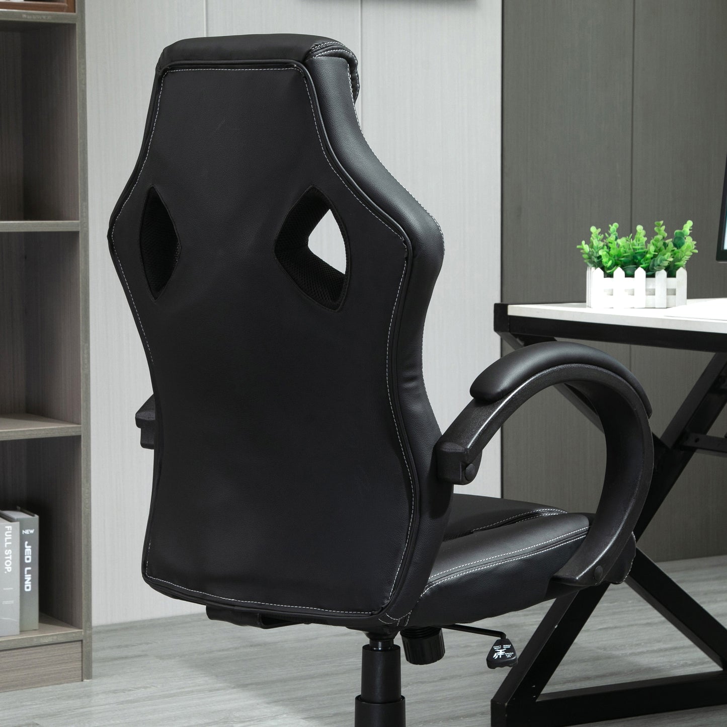 Vinsetto High-Back Gaming Chair with 360-degree Swivel & Wheels, Faux Leather Computer Racing Gamer Desk Chair for Home Office, Black