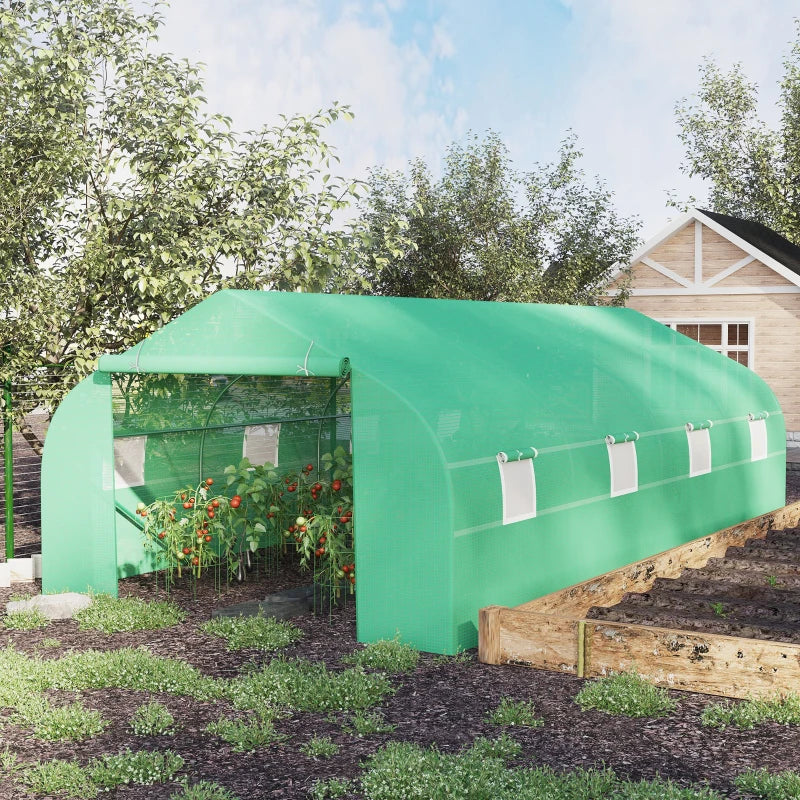 Outsunny Walk in Polytunnel Greenhouse with Windows and Door for Garden, Backyard (6 x 3M)
