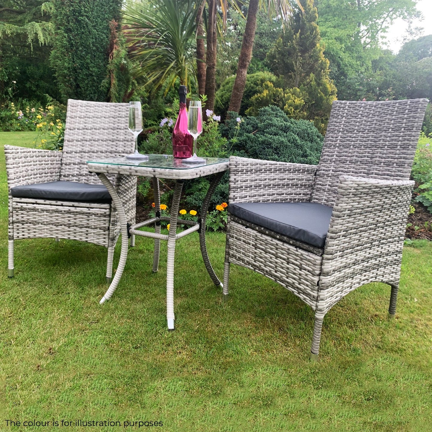Jardí Rattan Bistro Set Grey