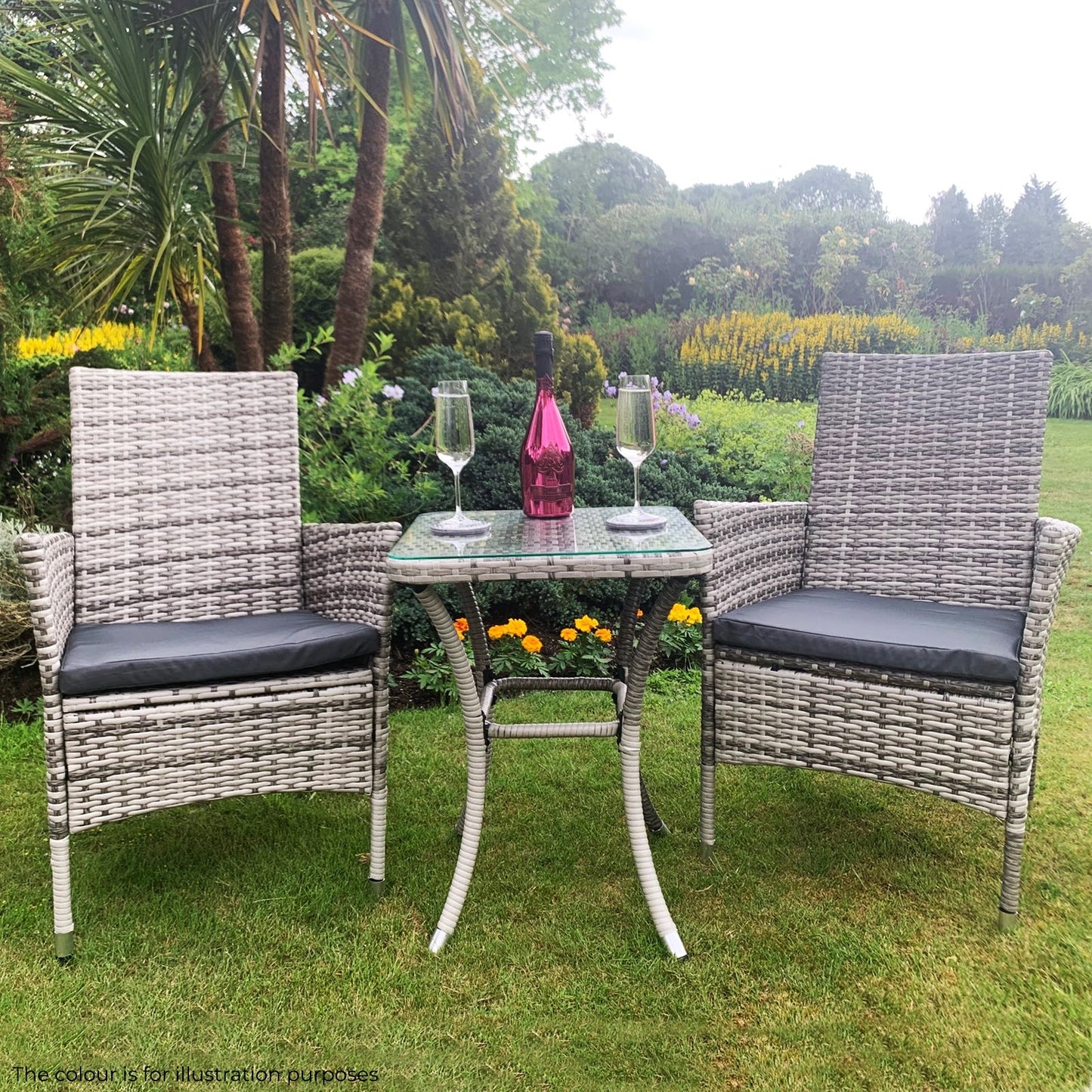 Jardí Rattan Bistro Set Grey