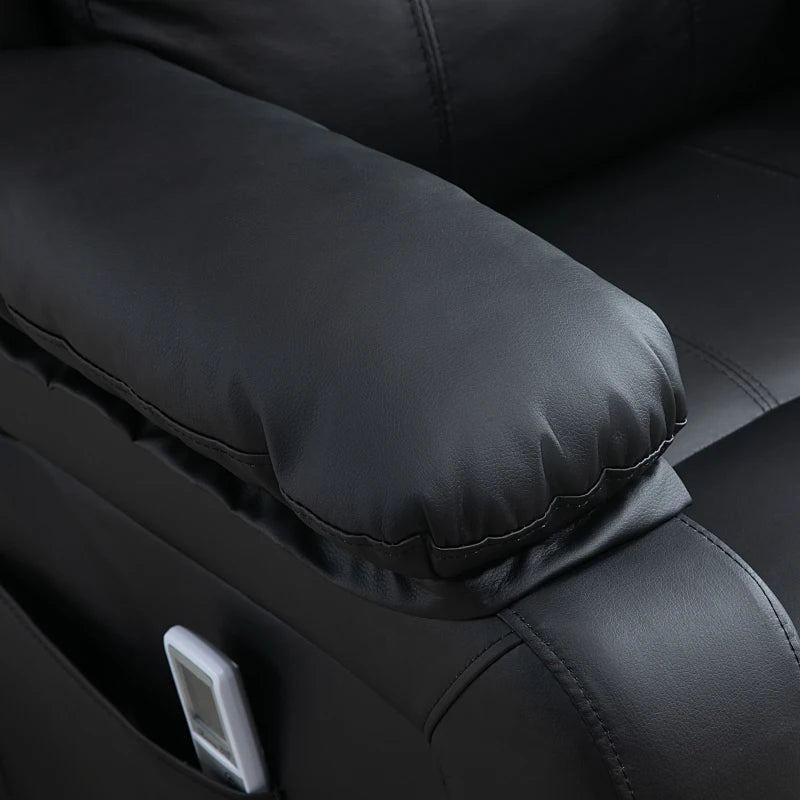 HOMCOM Electric Armchair for Elderly, Leather, w/ Remote Control, Footstool, Black