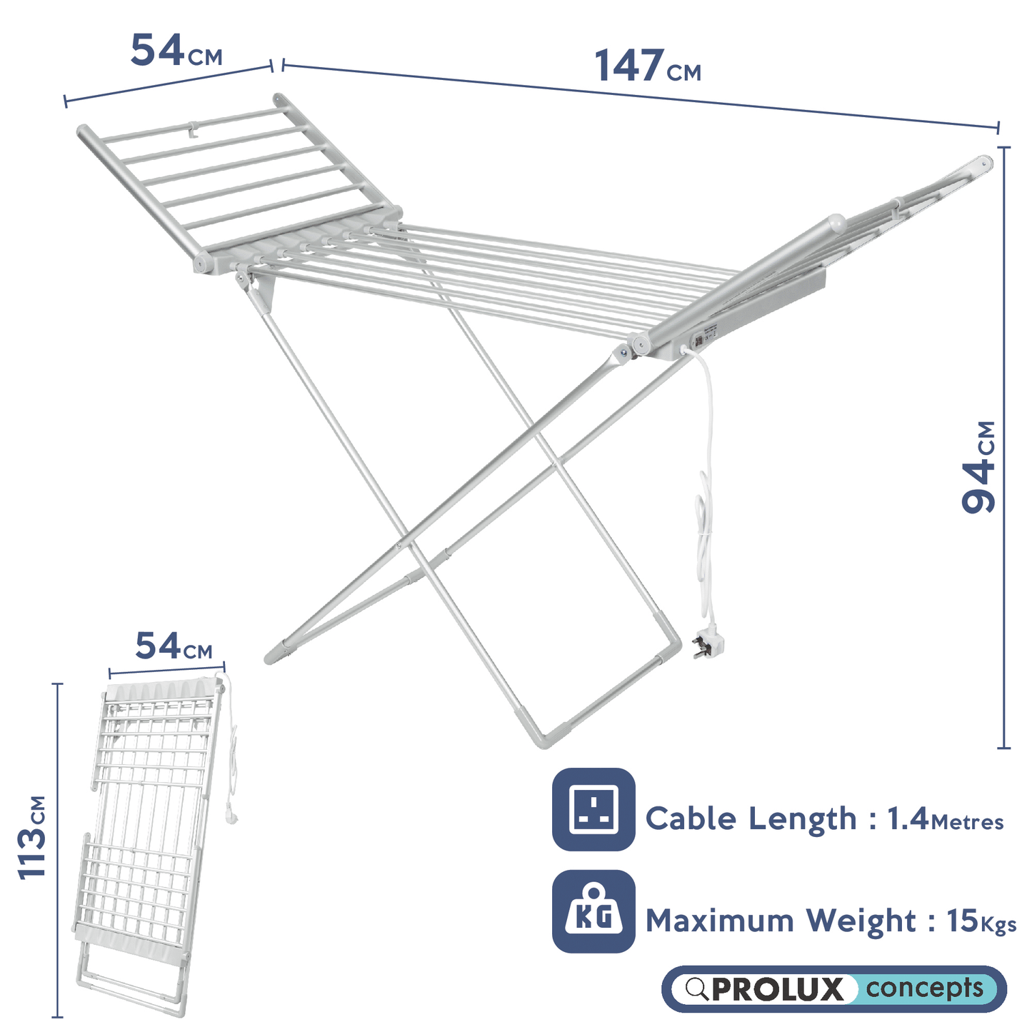 Electric Clothes Airer with Extension Wings