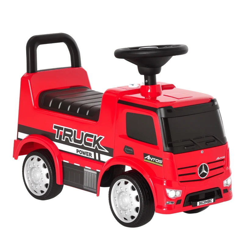HOMCOM Kids Ride On Truck, Mercedes Benz Licensed Toddler Foot To Floor Sliding Push Car with Under Seat Storage for 12 - 36 Months, Red