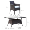 Outsunny 7 Pcs Rattan Dining Set-Brown