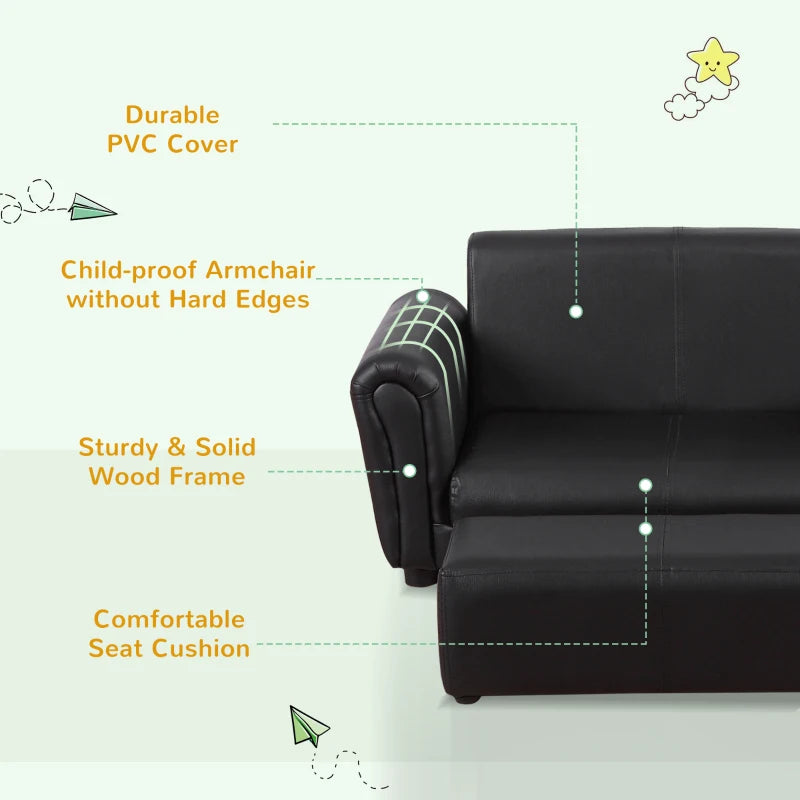 2 Seater Children Sofa, Black