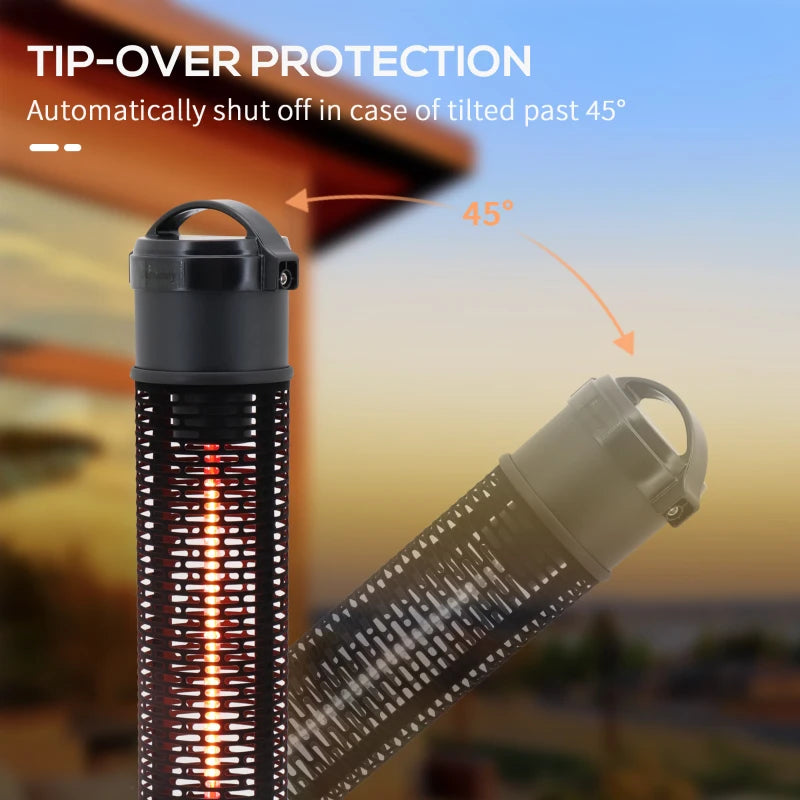 Outsunny Table Top Infrared Outdoor Electric Heater with Cool Touch Felt Mesh Cover, 1.2kW Patio Tower Heater with IP54 Rated Water Resistance, Tip Over Safety Switch, 1.8 m Power Cord