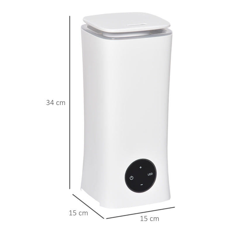 HOMCOM 2L Cool Mist Humidifier, Air Humidifier with 7-Colour Lights, 3 Mode, Auto Shut Off, 8-10 Working Hours for Home Bedroom, White